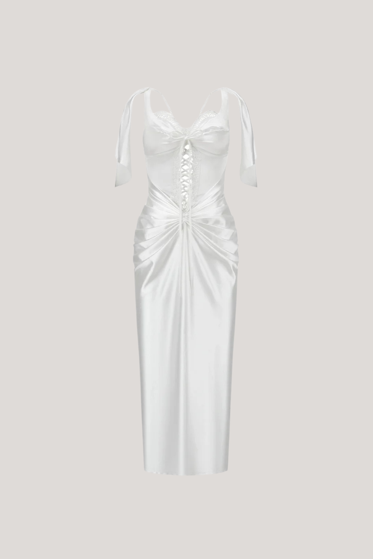 Satin V-Neck Sleeveless Corset Bodycon Midi Dress - View 5