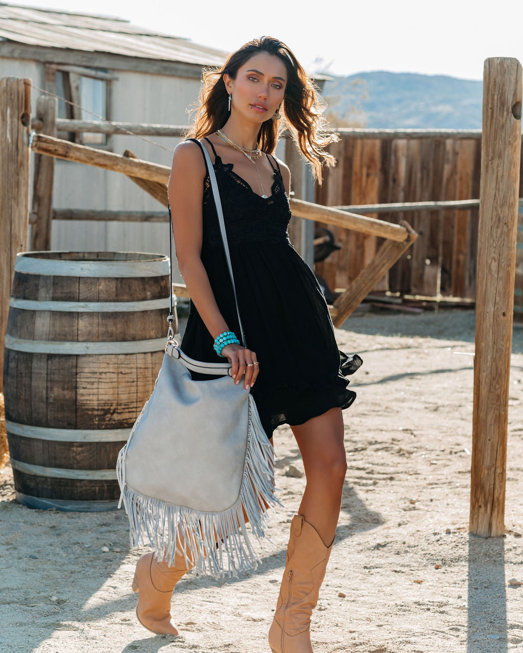 Of My Love Pocketed Lace Ruffle Dress Black - View 7