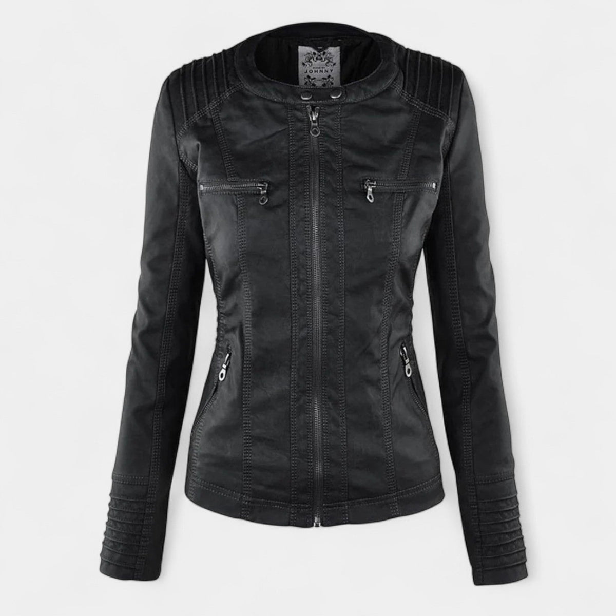 Hooded Zip Front Faux Leather Moto Jacket 7