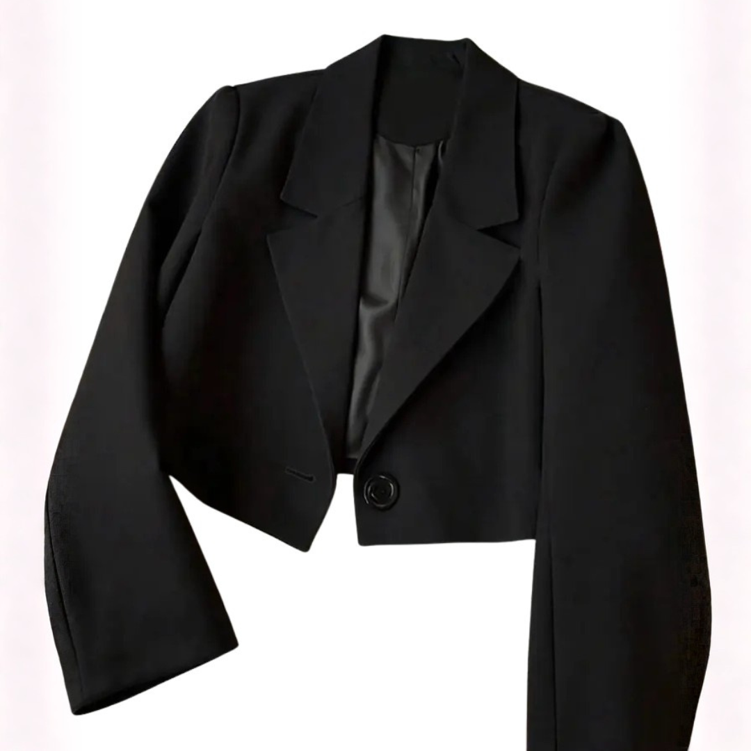 Notch Lapel Single Button Cropped Blazer