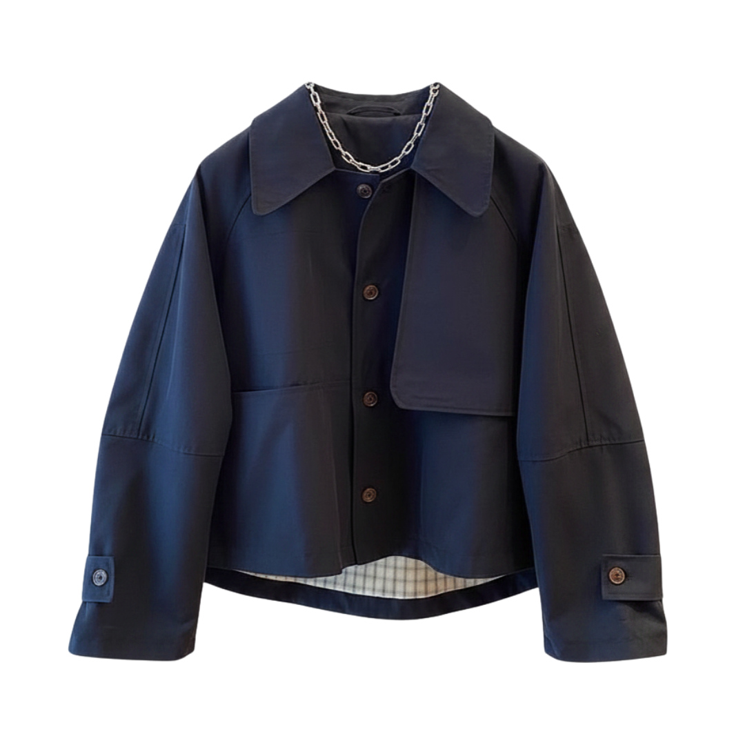 Button Front Collared Cropped Jacket 2