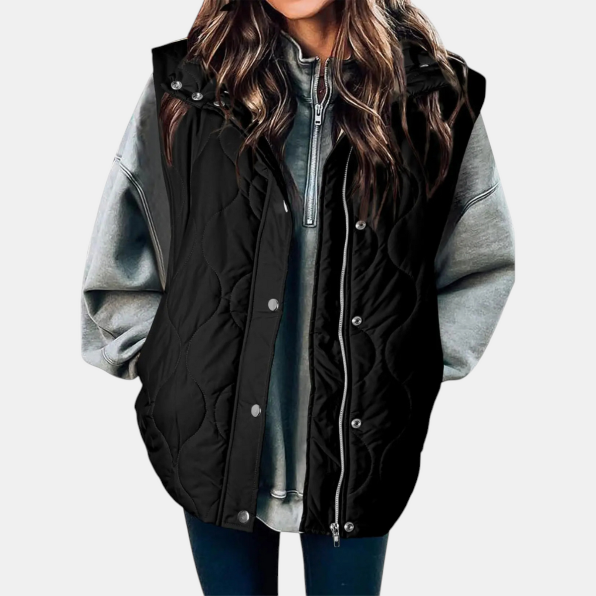 Hooded Zip Front Quilted Puffer Vest 3