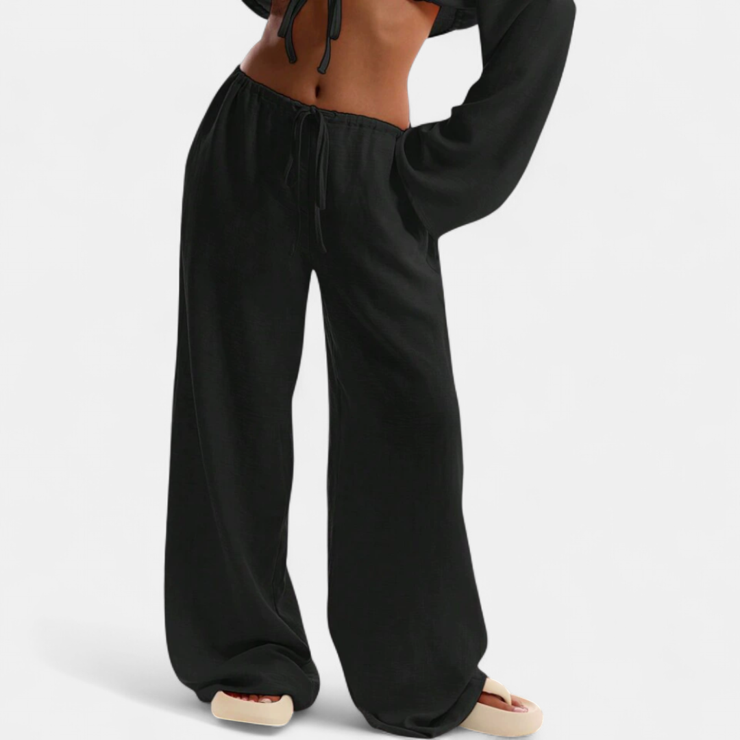Drawstring Wide Leg Relaxed Beach Pants 2