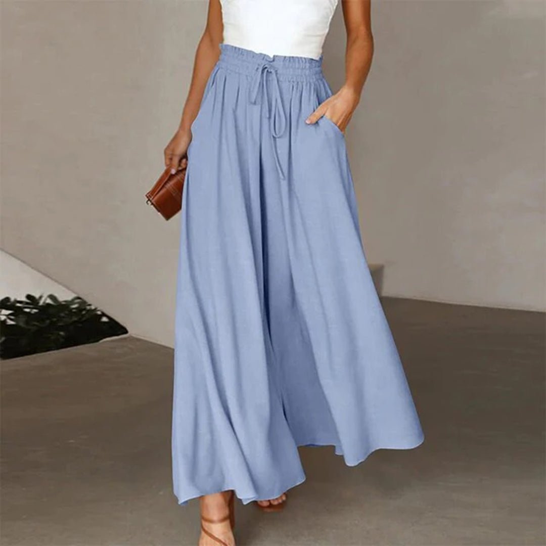 Strapless Smocked Top and Wide Leg Drawstring Pants Two Piece Set 6