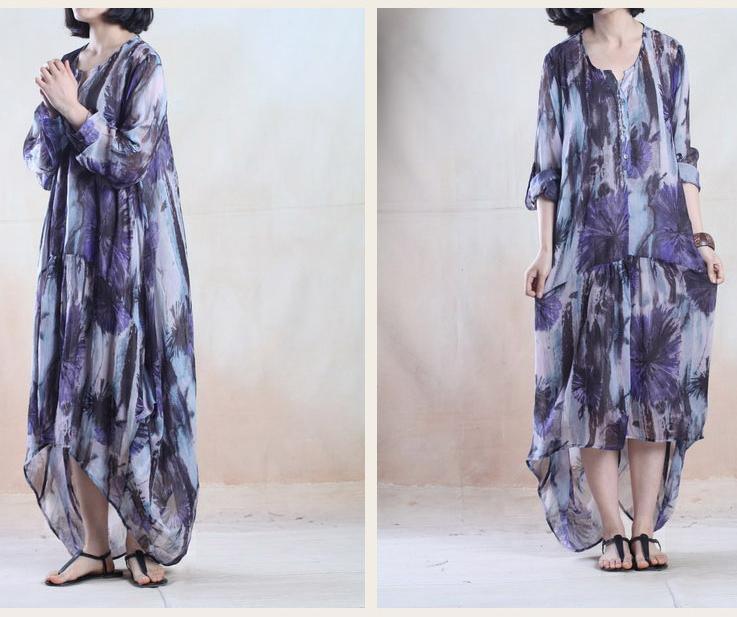 Chiffon Oversized Kaftan High Low Maxi Dress - View 2