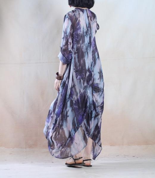Chiffon Oversized Kaftan High Low Maxi Dress - View 3