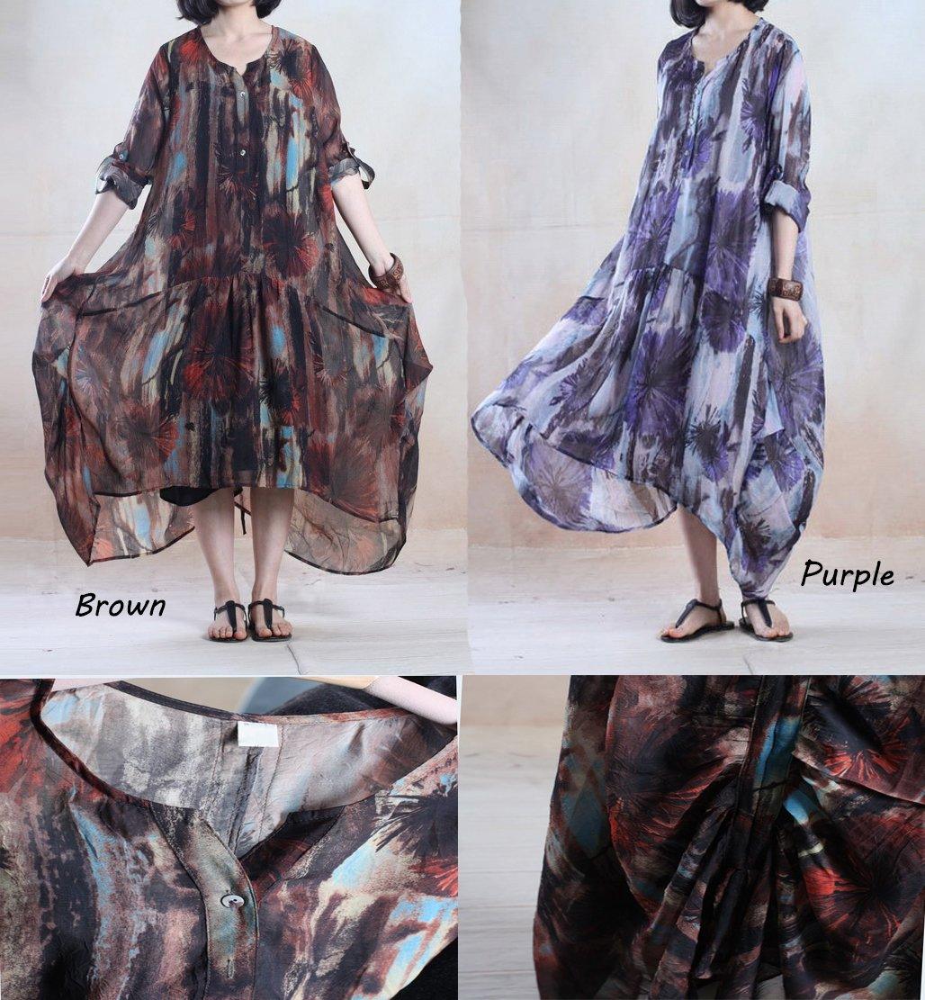 Chiffon Oversized Kaftan High Low Maxi Dress - View 4