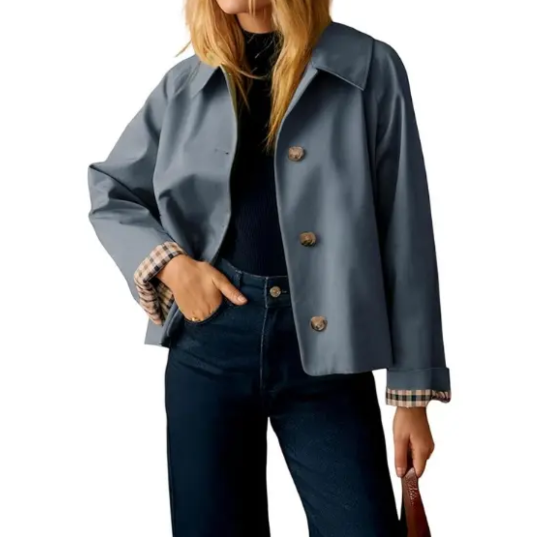 Point Collar Button Front Cropped Boxy Jacket 3