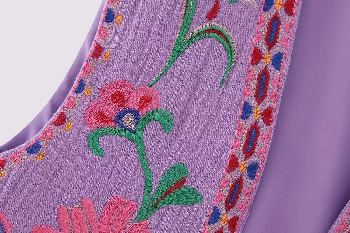 Floral Embroidered Braided Trim Sleeveless Vest 23