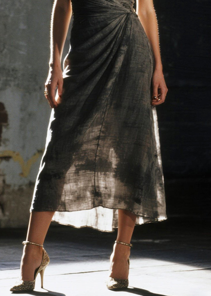 Tie Dye Spaghetti Strap Wrap Surplice Draped Hip Midi Dress - View 4