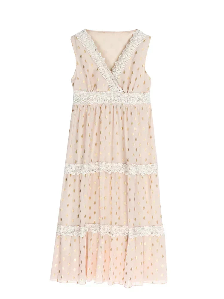 Crochet Lace Halter Neck Tiered Boho Maxi Dress 6