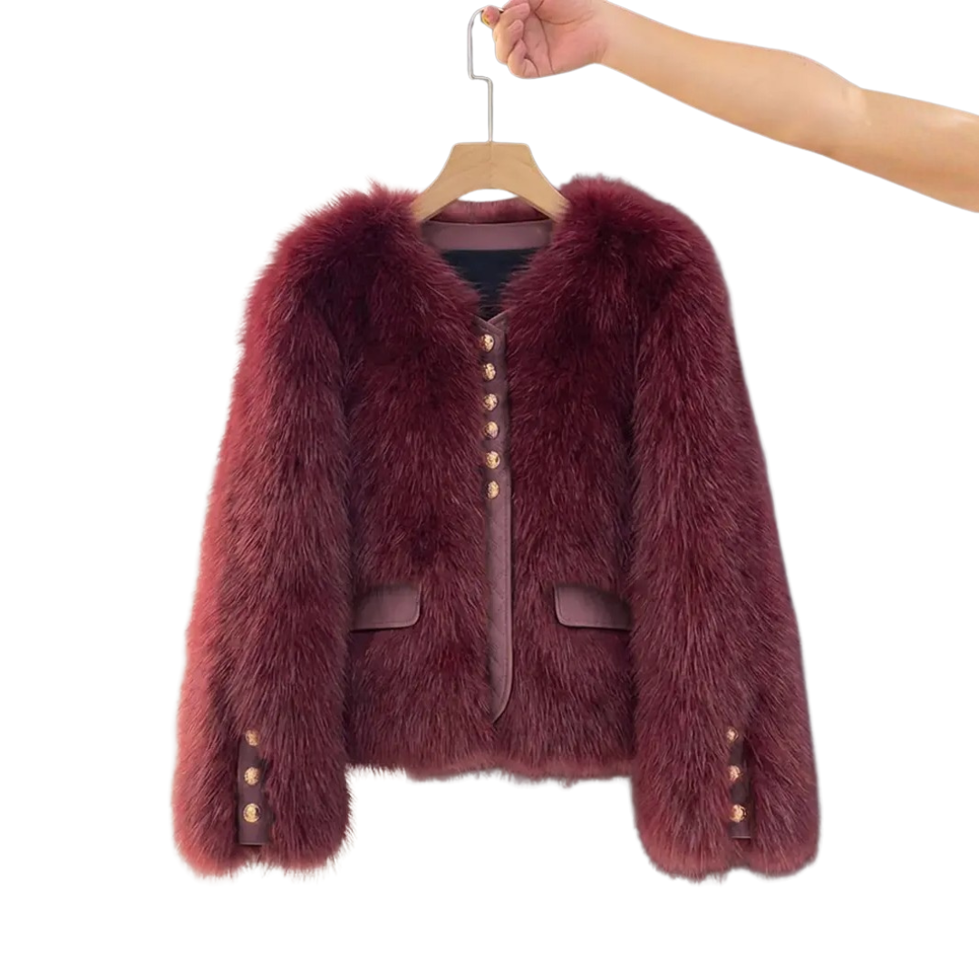 Faux Fur Contrast Trim Button Front Cropped Jacket 2