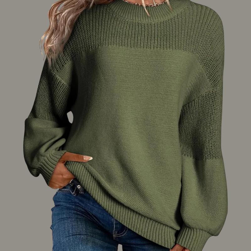 Crew Neck Drop Shoulder Long Sleeve Oversized Sweater