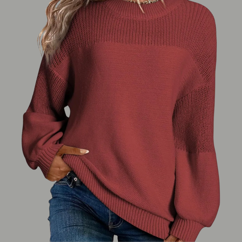 Crew Neck Drop Shoulder Long Sleeve Oversized Sweater 2