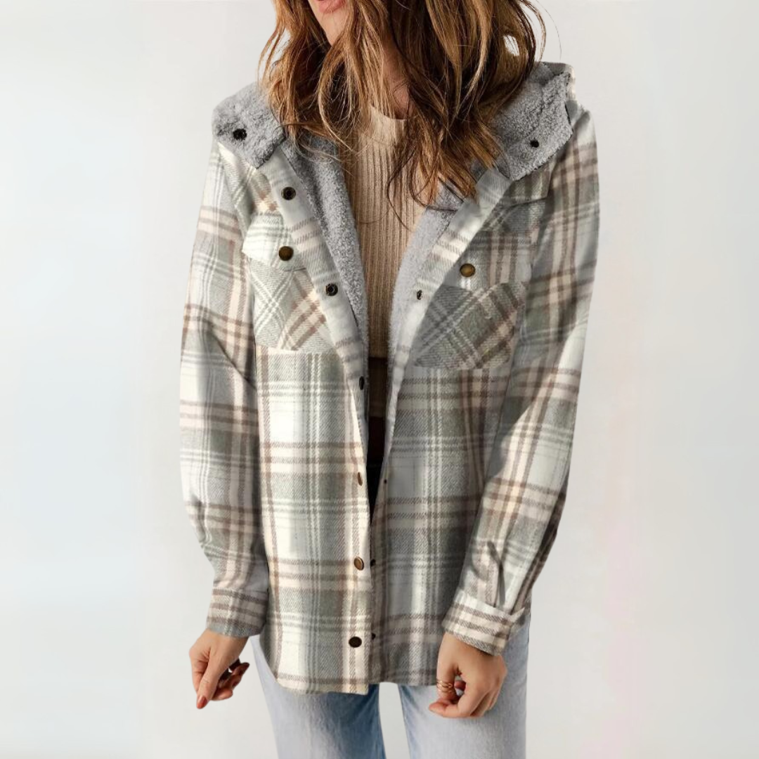 Plaid Sherpa Lined Hooded Button Front Shacket 2