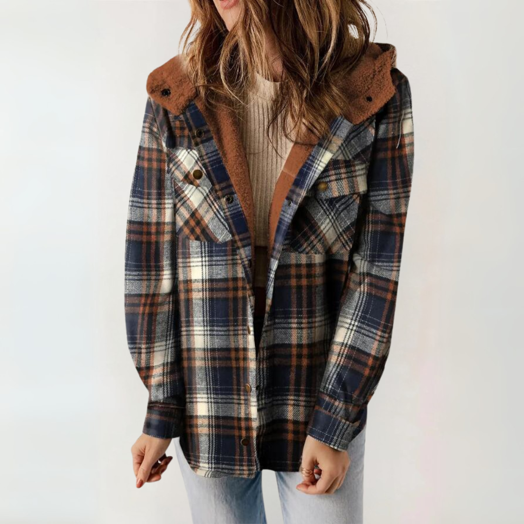 Plaid Sherpa Lined Hooded Button Front Shacket 4
