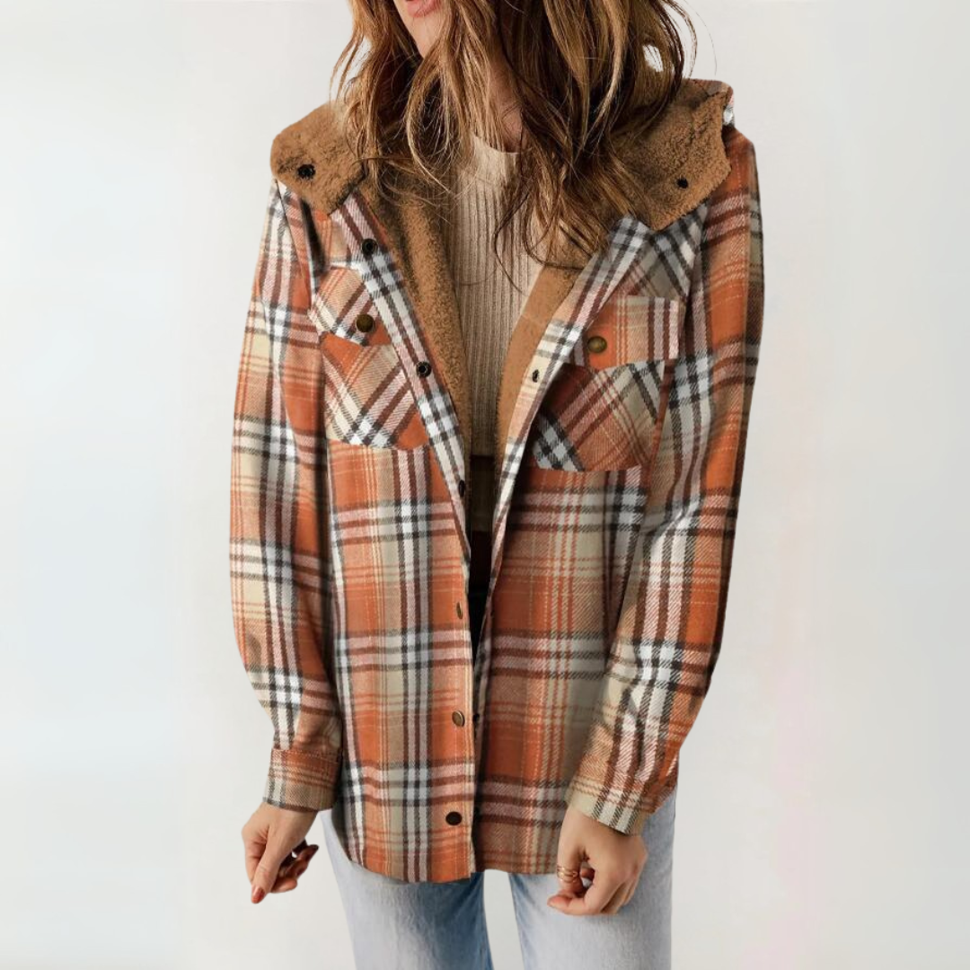 Plaid Sherpa Lined Hooded Button Front Shacket 5