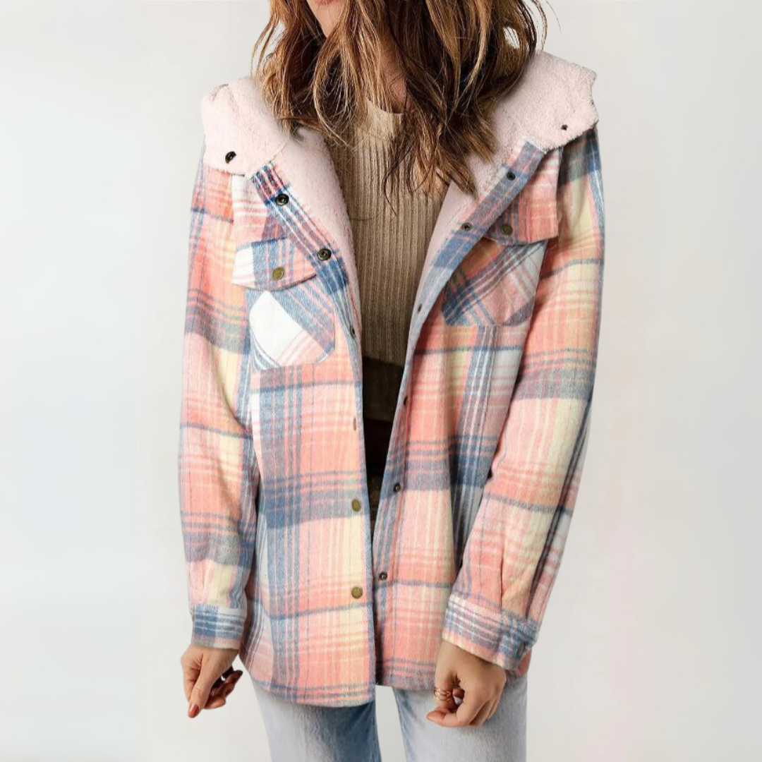 Plaid Sherpa Lined Hooded Button Front Shacket 6