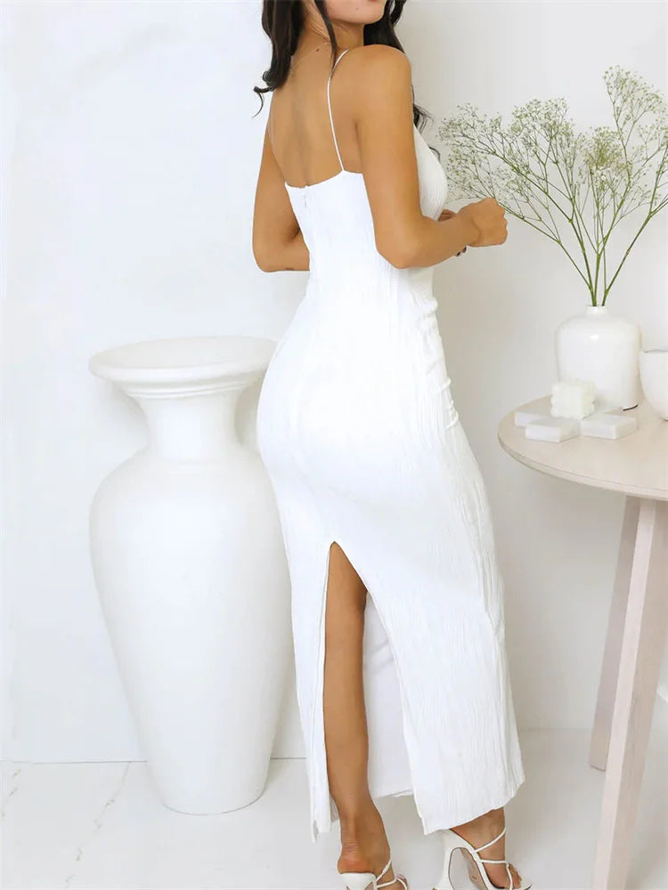 Sleeveless Round Neck Textured Bodycon Maxi Dress 5