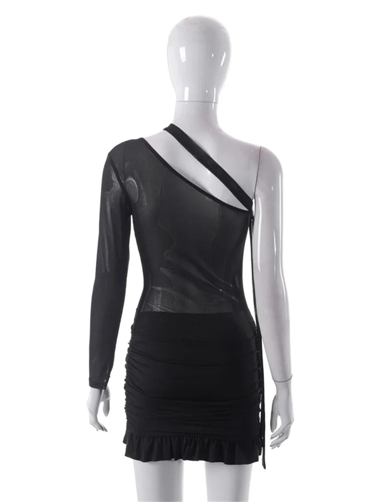 Sheer See Through Long Sleeve Mini Dresses - View 5