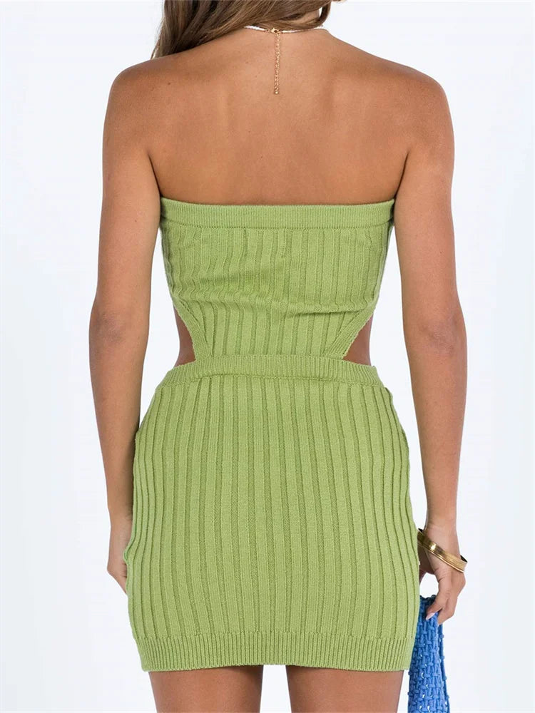 Knit Strapless Cut Out Bodycon Mini Dress - View 2