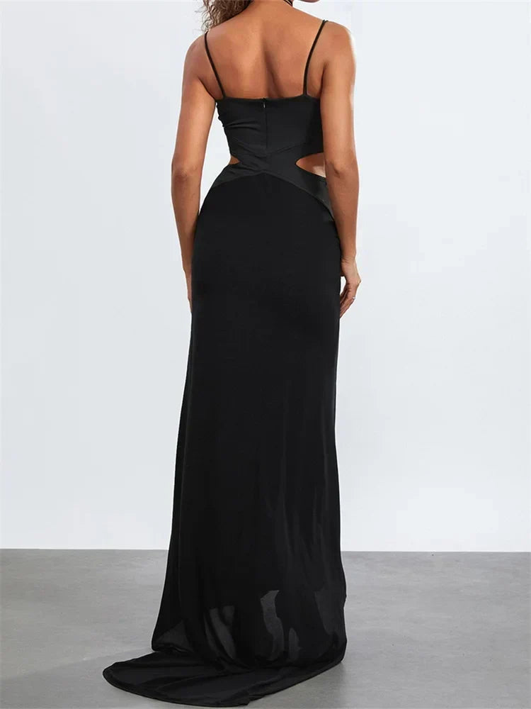 Strappy Sweetheart Corset Mesh Cut Out Mermaid Maxi Dress 5