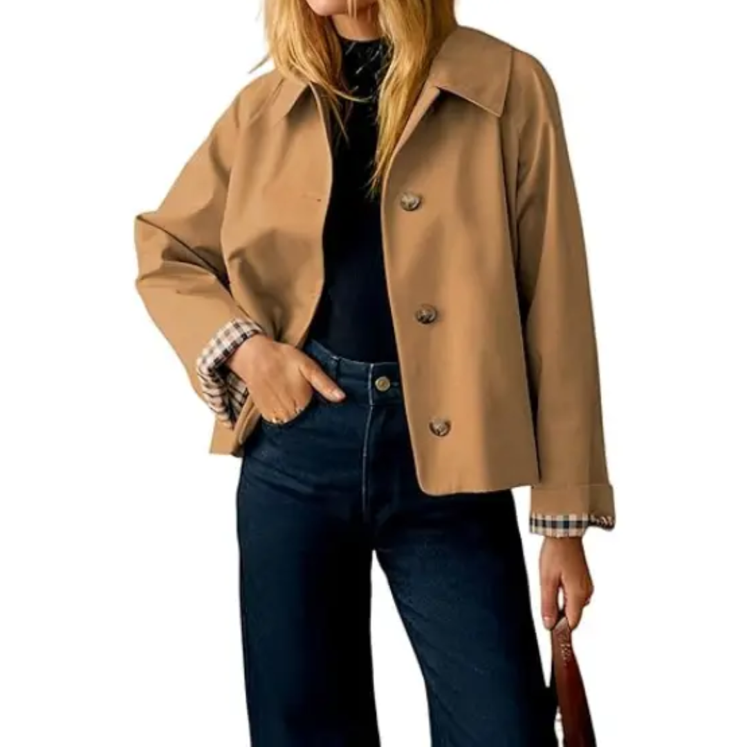 Point Collar Button Front Cropped Boxy Jacket 2
