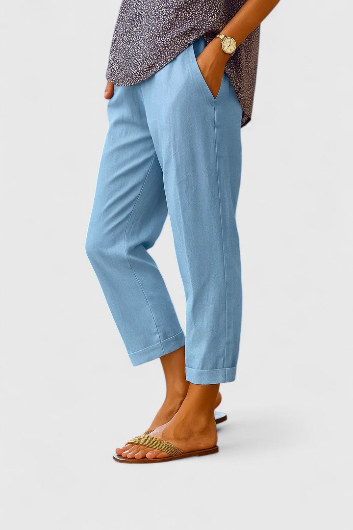 High Waist Tapered Cuffed Hem Pants