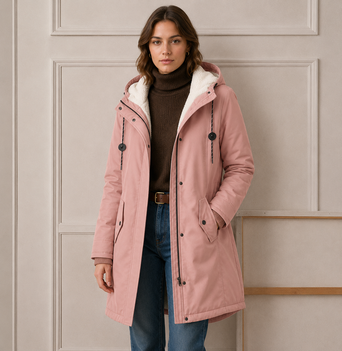 Hooded Sherpa Lined Zip Front Utility Parka Jacket 4
