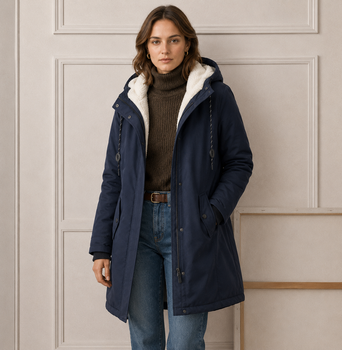 Hooded Sherpa Lined Zip Front Utility Parka Jacket 12