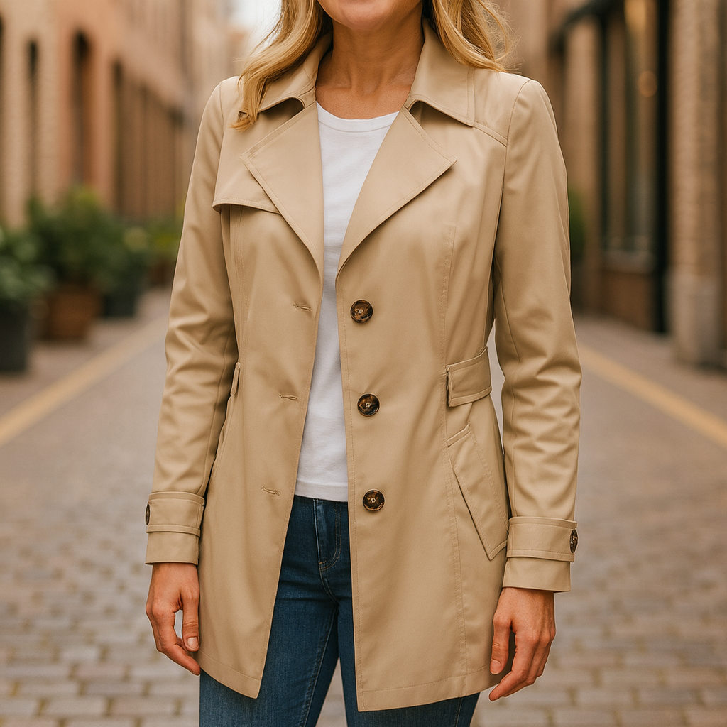 Notch Lapel Single Breasted Short Trench Coat 7