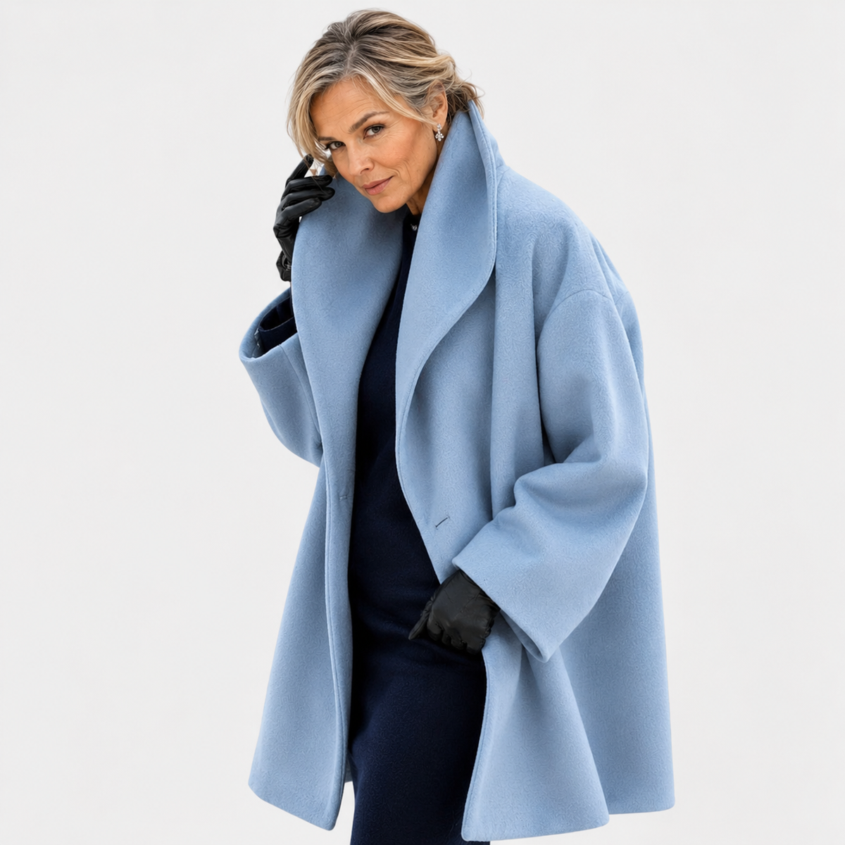 Oversized Shawl Collar Wool Look Winter Coat
