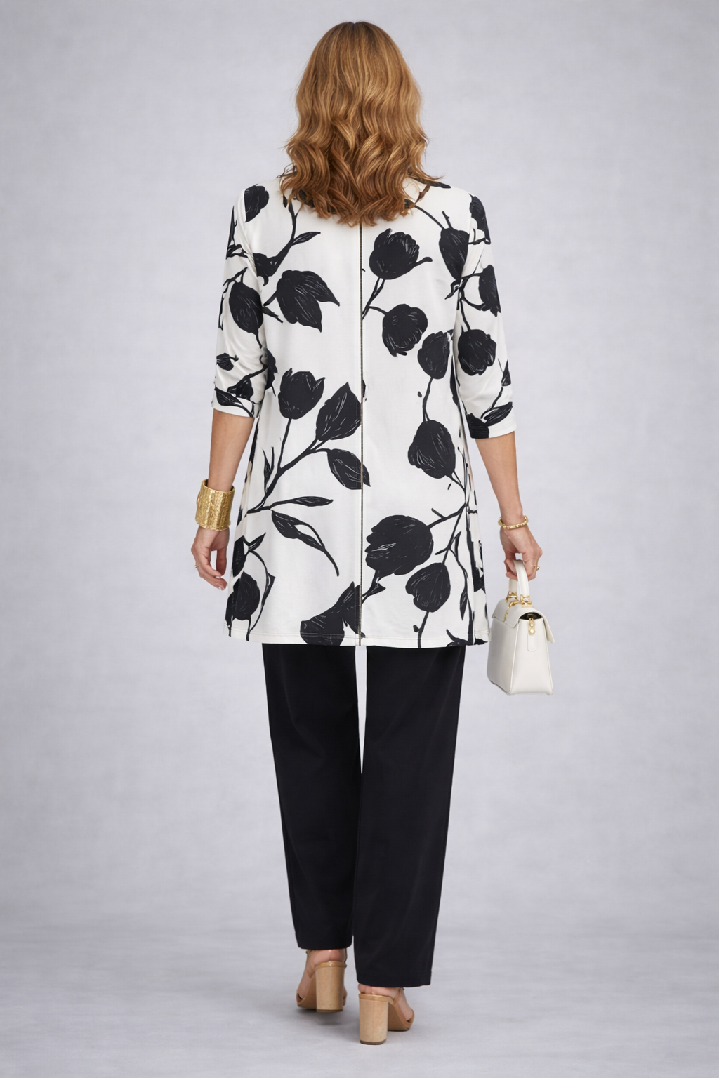 Floral Print Longline Cardigan Tank and Pants Three Piece Set 2