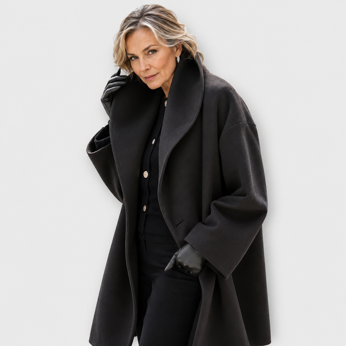 Oversized Shawl Collar Wool Look Winter Coat 3