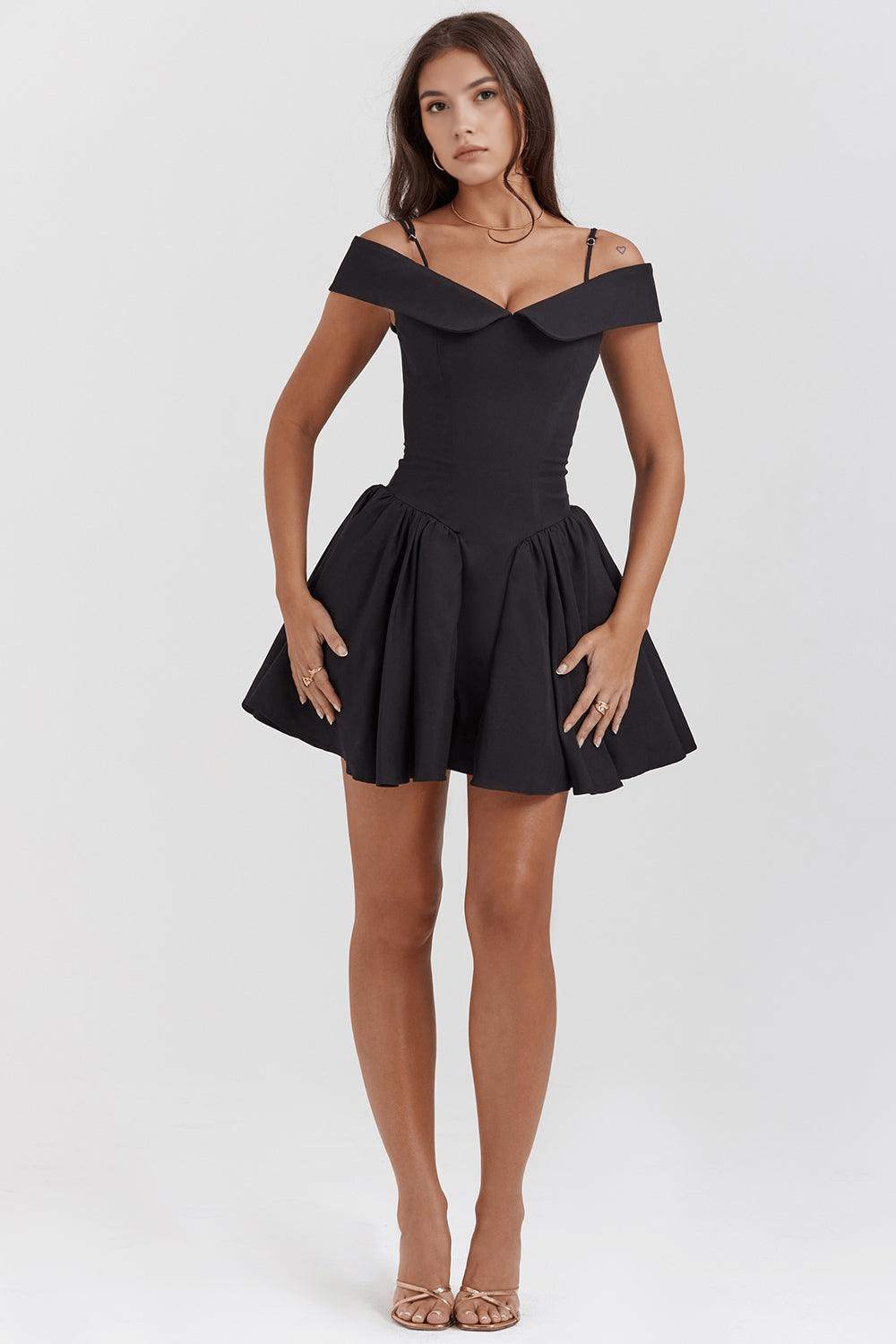 Off Shoulder Strappy Drop Waist Fit and Flare Mini Dress 8