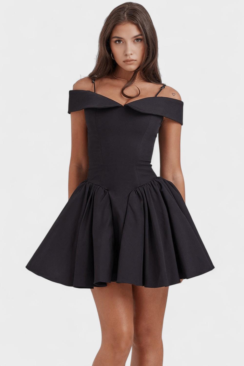 Off Shoulder Strappy Drop Waist Fit and Flare Mini Dress 2