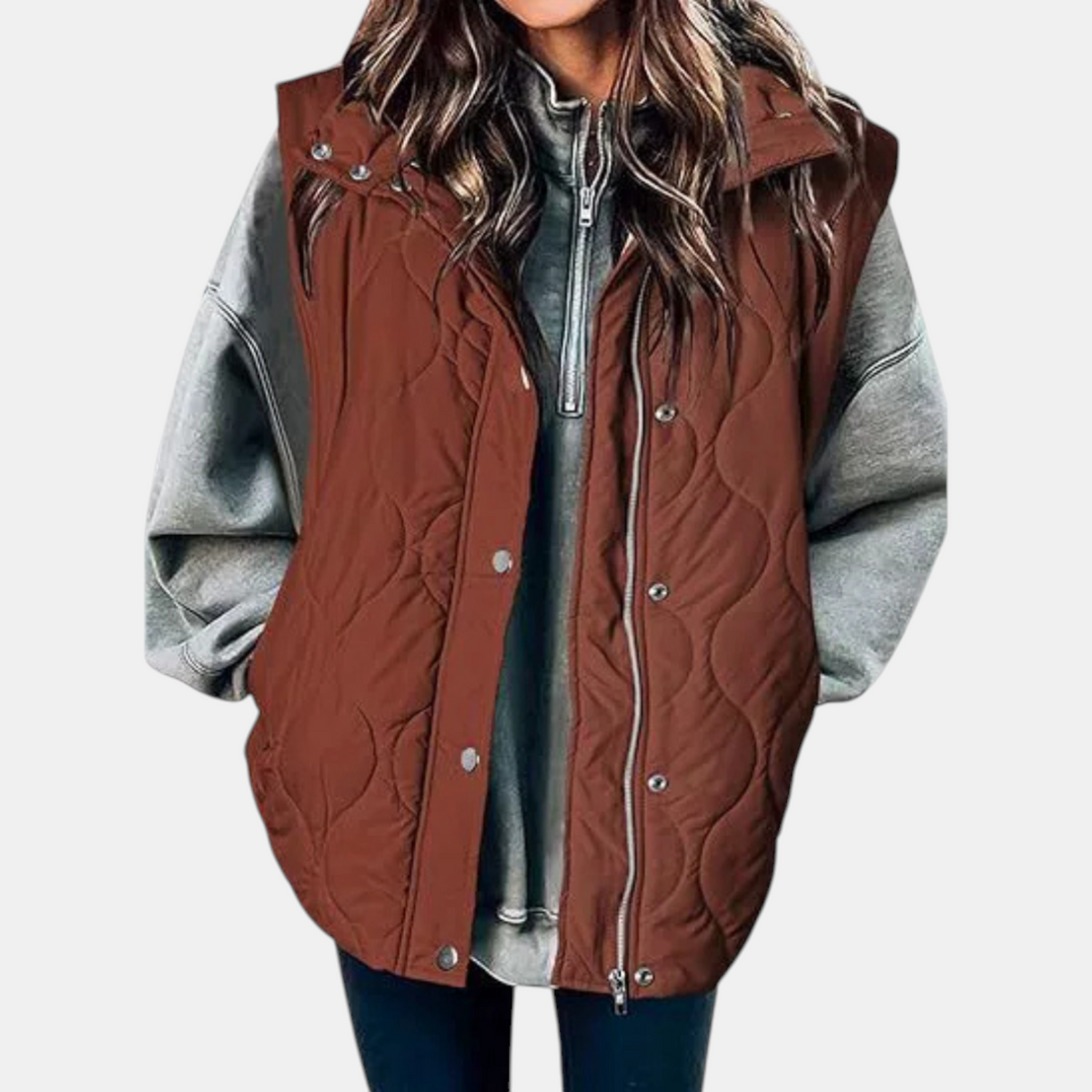 Hooded Zip Front Quilted Puffer Vest 14