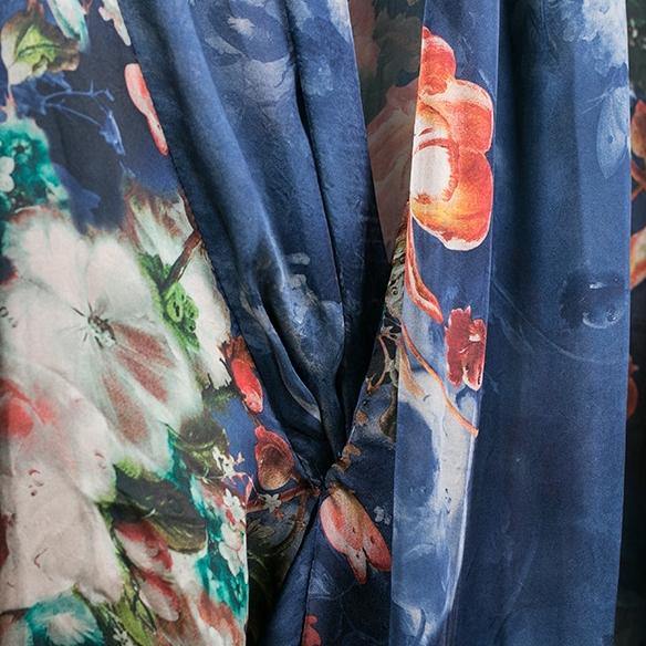 Floral Print Wrap V-Neck Patch Pocket Oversized Maxi Dress - View 5