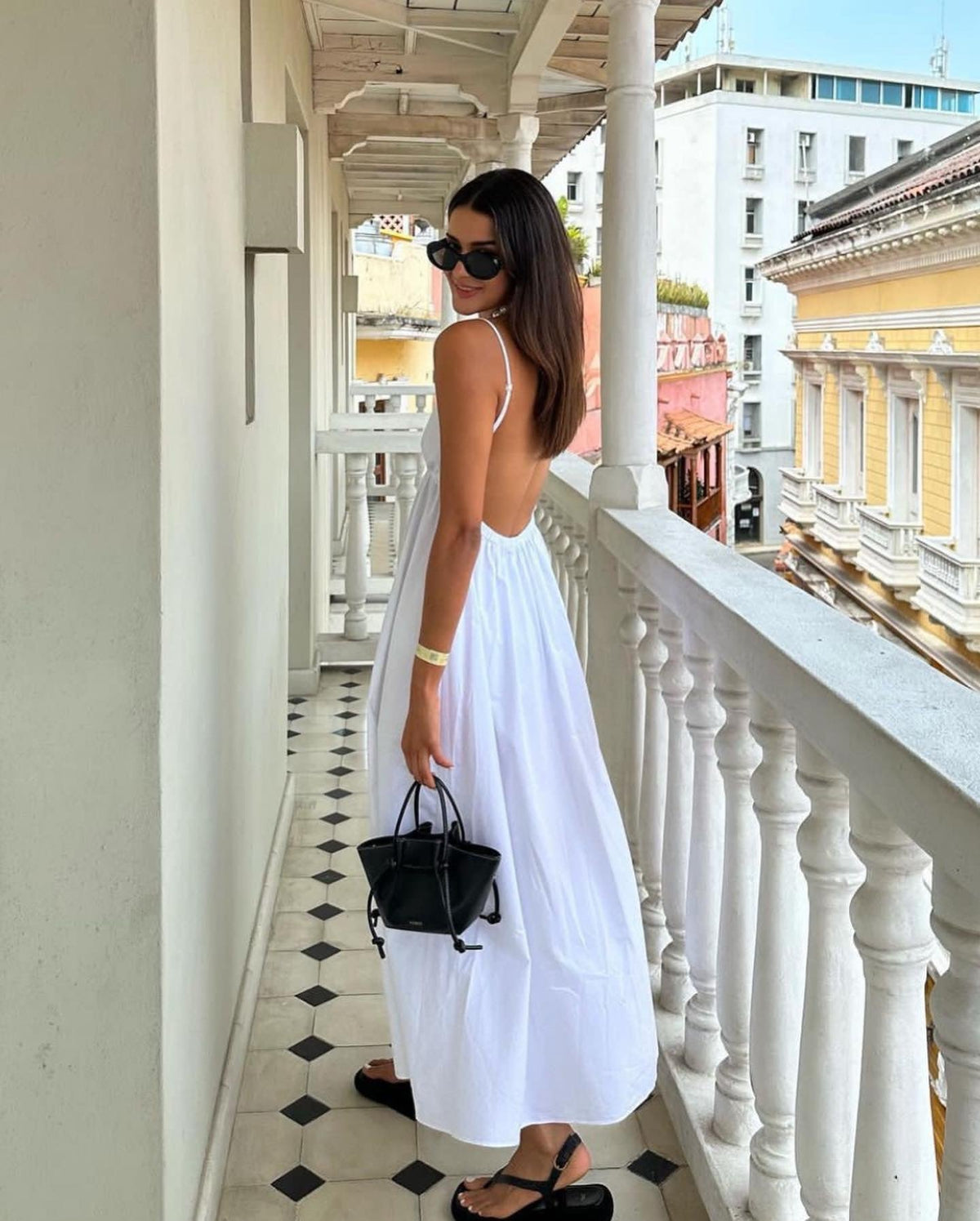 Backless V-Neck Spaghetti Strap Maxi Dress 10