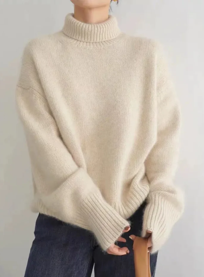 Turtleneck Drop Shoulder Oversized Sweater 2