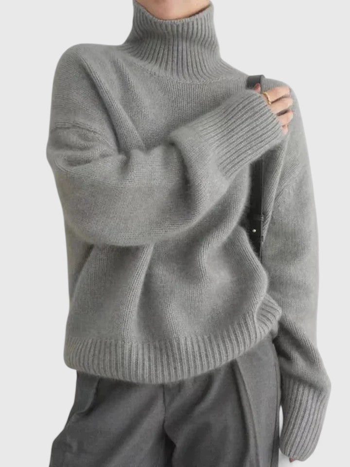 Turtleneck Long Sleeve Ribbed Oversized Knit Sweater