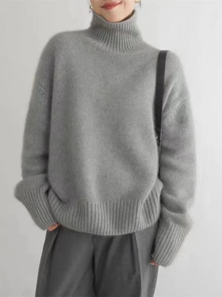 Turtleneck Long Sleeve Oversized Knit Sweater 4