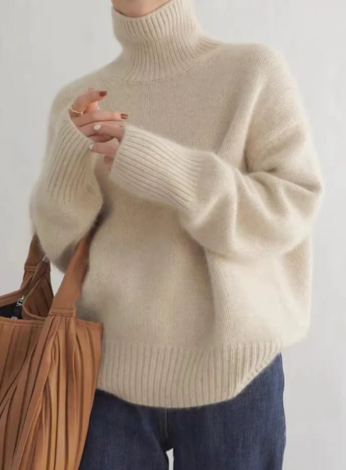 Turtleneck Drop Shoulder Oversized Sweater 3