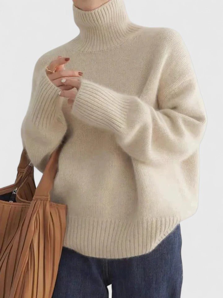 Turtleneck Long Sleeve Ribbed Oversized Knit Sweater 4