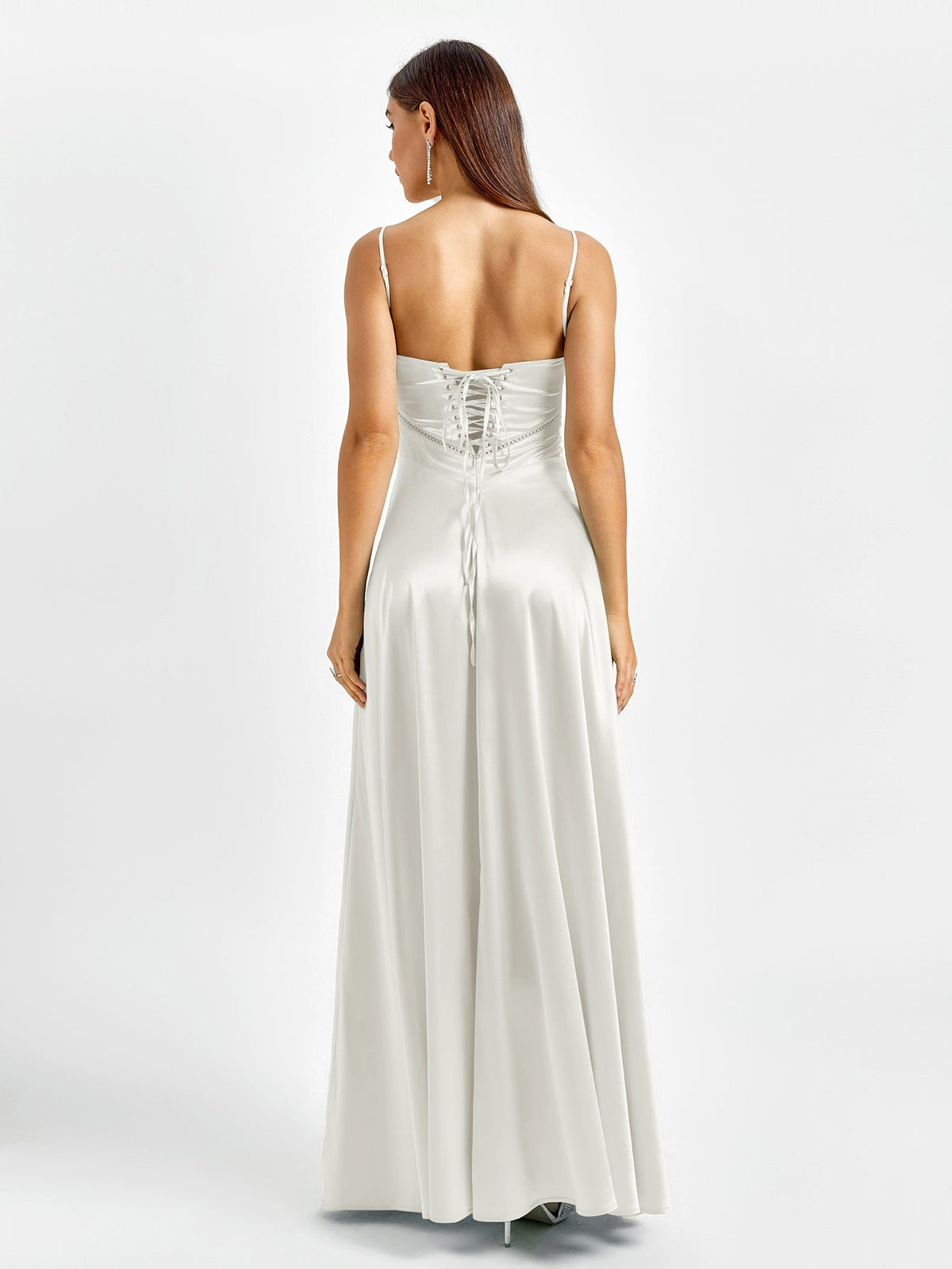 Crisscross Back Satin Maxi Dress - View 23