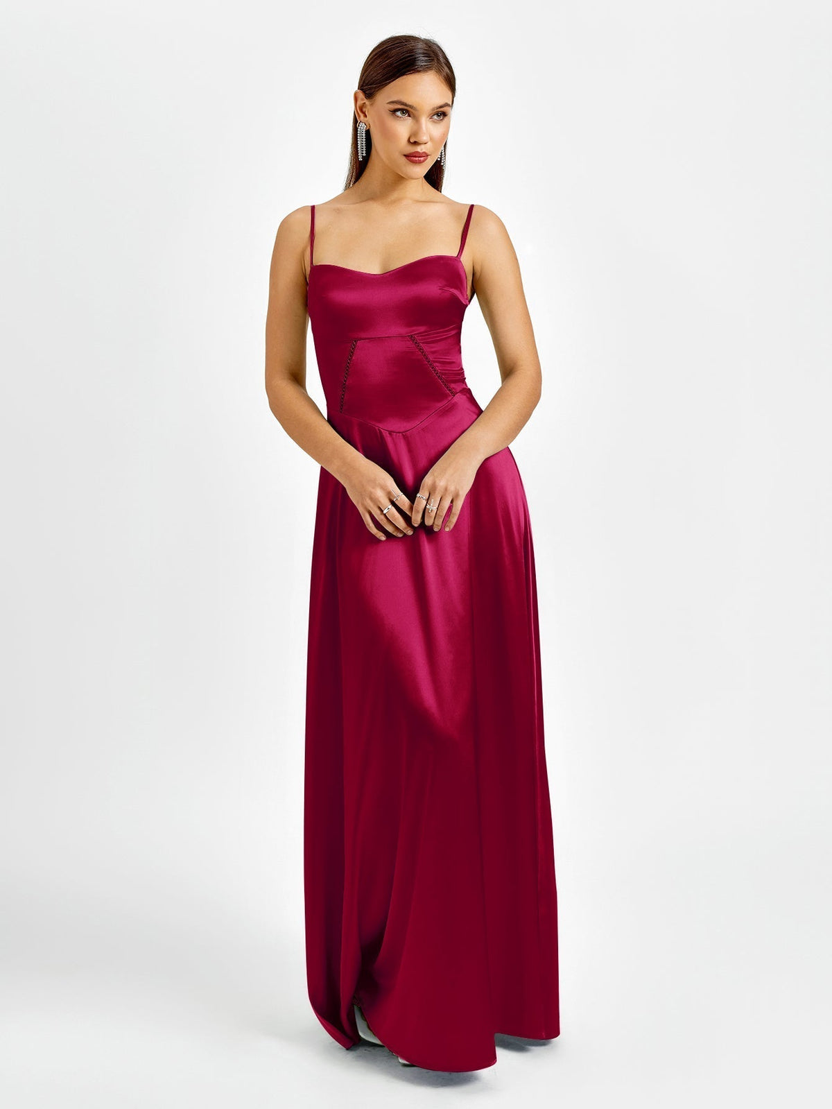 Crisscross Back Satin Maxi Dress - View 11
