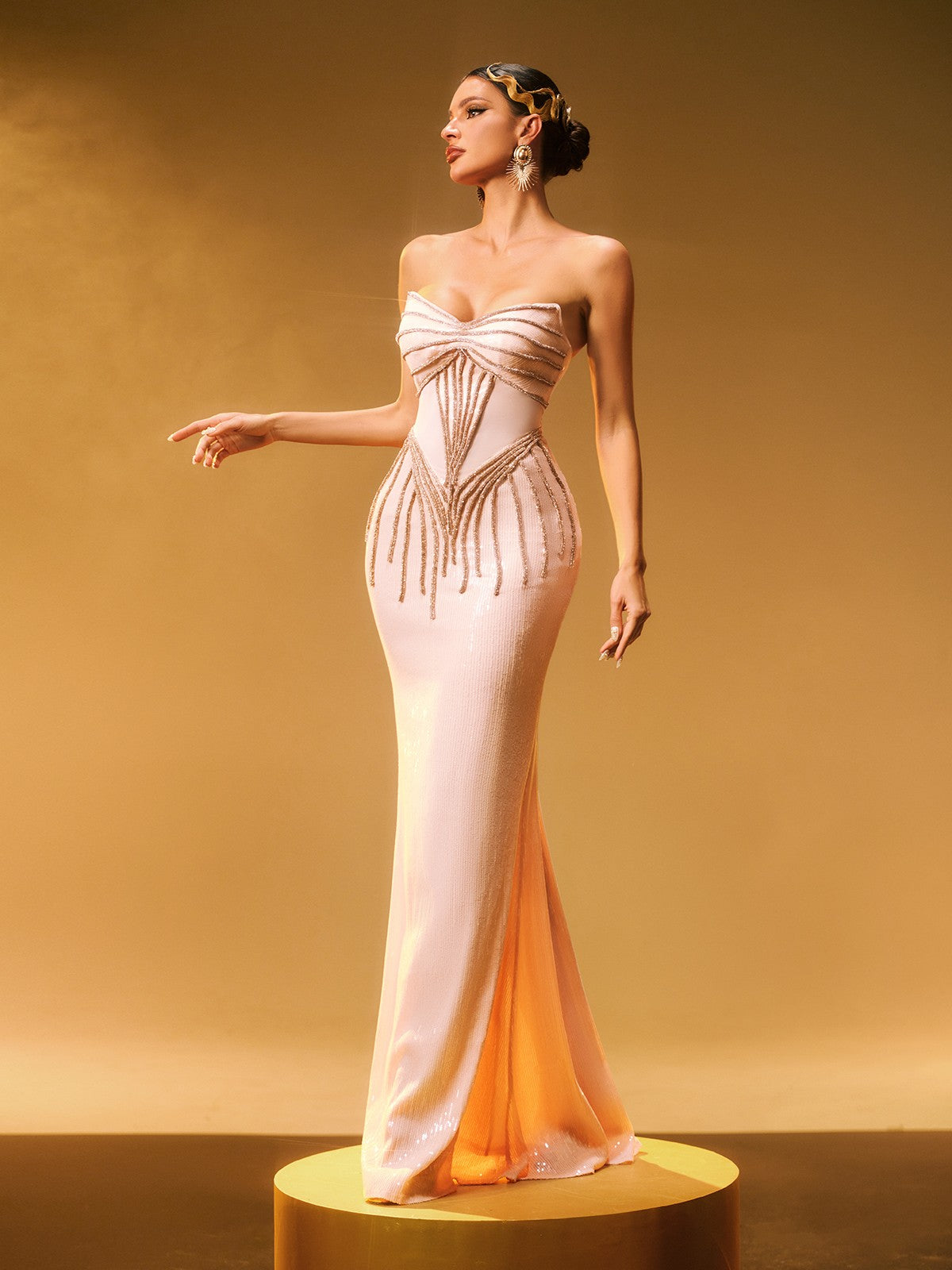 Strapless Sequin Maxi Dress - View 4