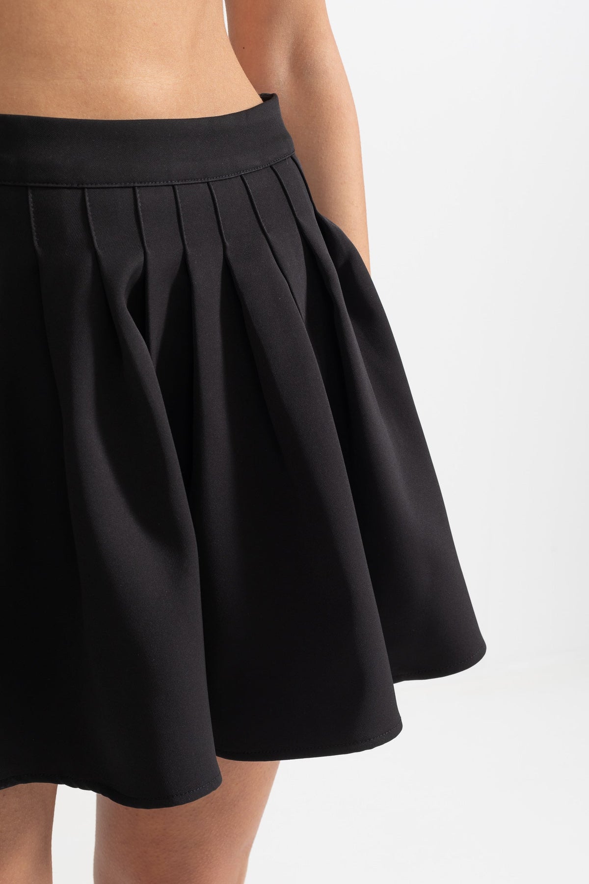 Stand Collar Metallic Button Dual Bow Peplum Pleated Mini Dress - View 11