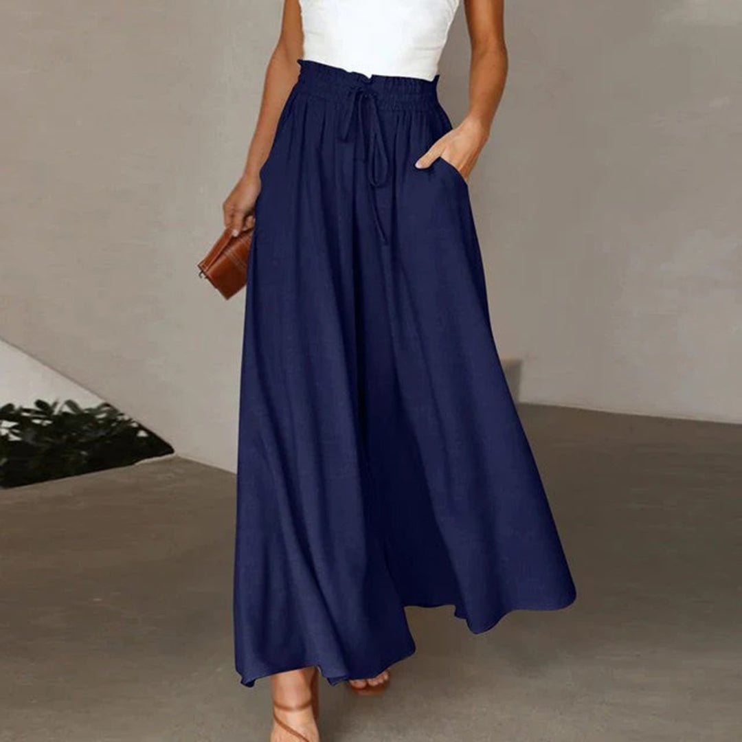 Strapless Smocked Top and Wide Leg Drawstring Pants Two Piece Set 3