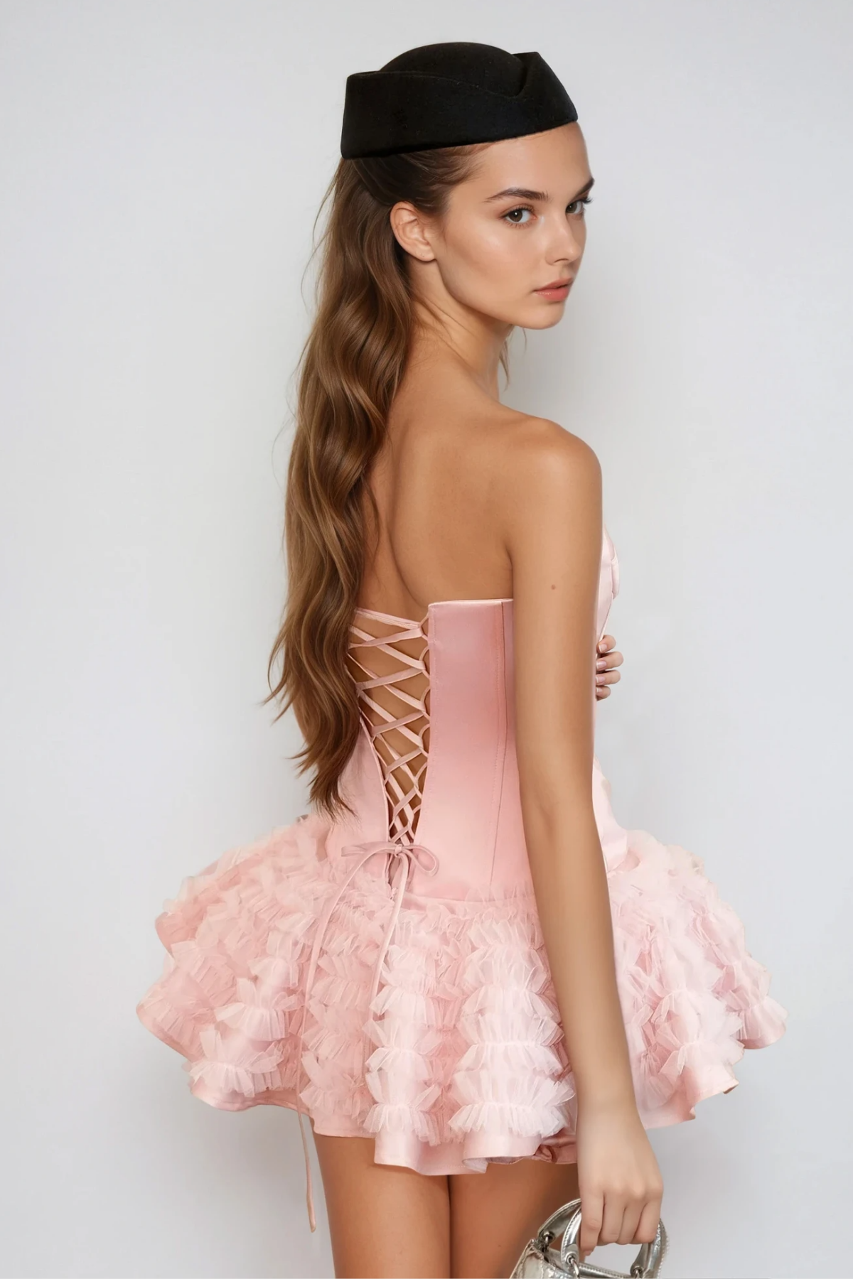 Lace Lace Up Mini Dress - View 3